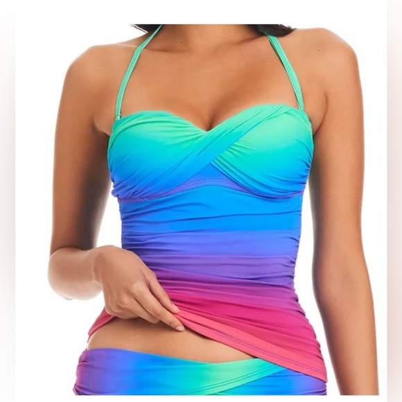 NWT Bleu Rod Beattie Heat of the Moment Twist Bandeau Mio Tankini Top size 12 - Picture 1 of 4